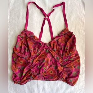 Natural Life Strappy Bralette Camisole - Retro Pink Floral NWOT